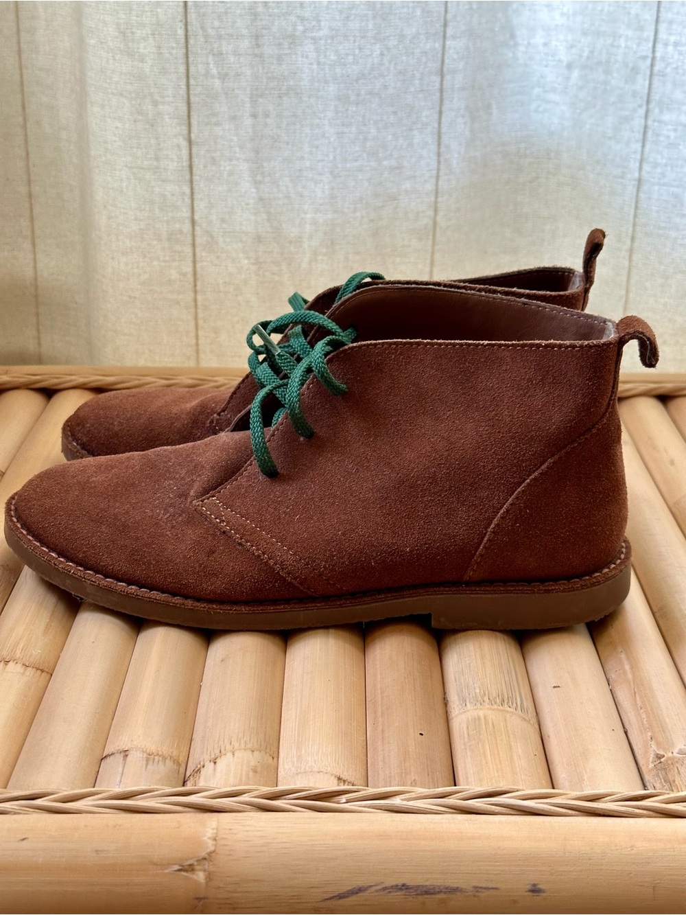 Lands' End Brown Suede Chukka Boots with Green Laces